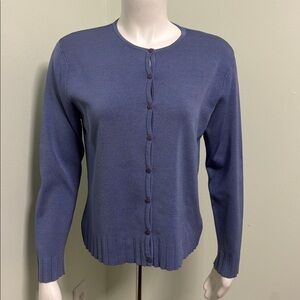Vintage Talbots Blue Silk Button Front Cardigan Petite Medium
